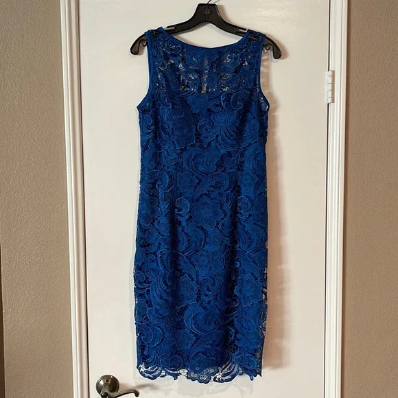 Adrianna Papell royal blue knee-length cocktail dress